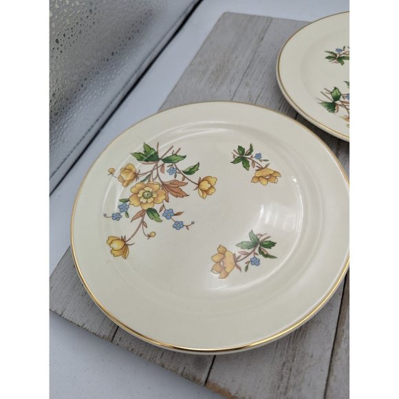 Vintage Set 4 Taylor Smith Taylor Bread Plates 6 1/4" Yellow Buttercups TST237 - Picture 3 of 8